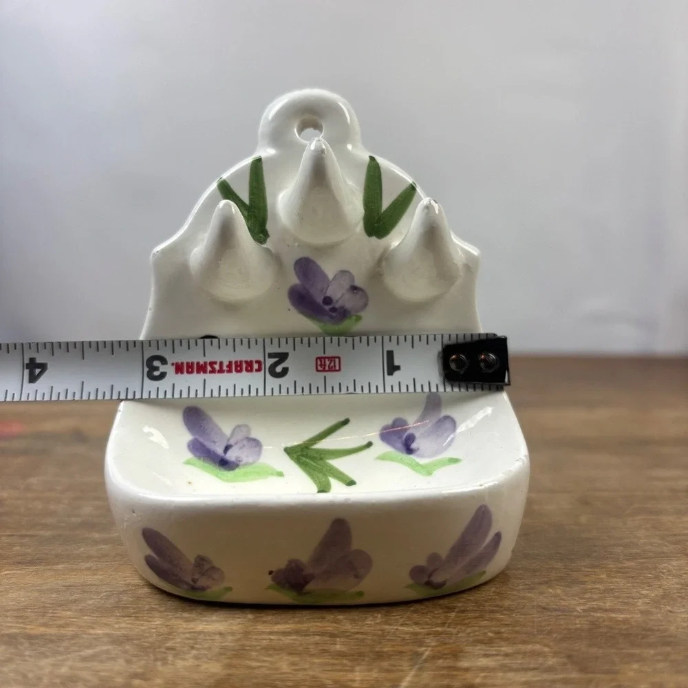 Vintage Rings & Things Ceramic Wall Mounted Ring Holder Floral Trinket cottage